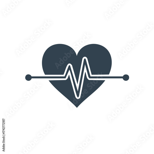 Heartbeat cardiogram symbol representing health and medical care