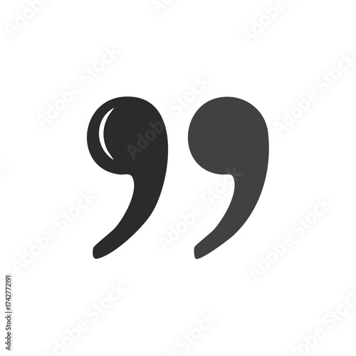 Pair of black quotation marks on a white background