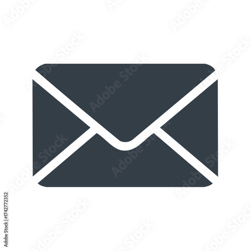 Dark gray closed envelope icon, universal symbol for email, message, contact, and digital communication
