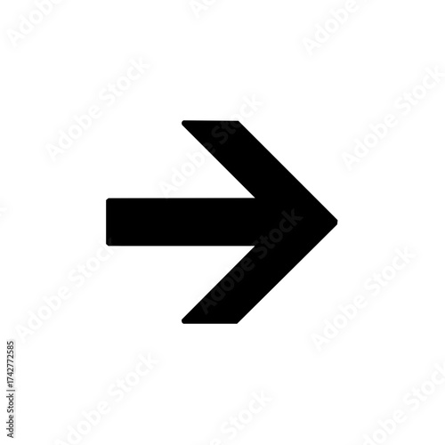 Bold Black Arrow Pointing Directly to the Right Direction Indicating Progress