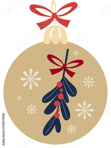 Cute Christmas ball toy with Red Mistletoe Berries