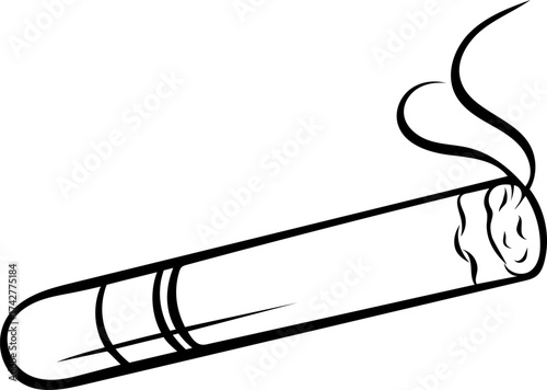 Doodle style illustration of a hand-rolled cigar, simple black and white sketch icon. Hand-drawn tobacco product perfect for luxury lifestyle, celebration, and relaxation themes