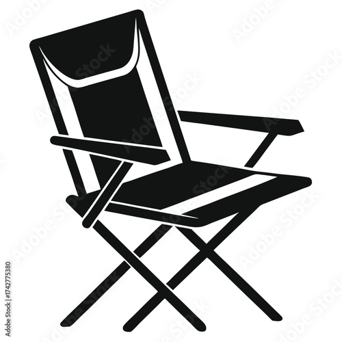 Monochrome folding chair illustration shows its portable, lightweight, and simple design perfectly