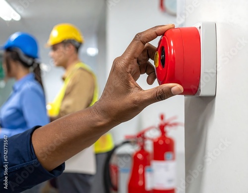 Person activating fire alarm