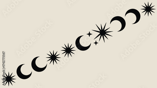 Celestial magic awaits with this dreamy moon phases and stars design, perfect for adding a touch of cosmic wonder to your projects and creative endeavors