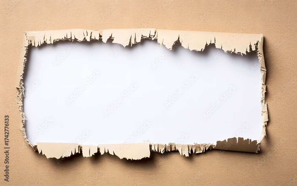 Fototapeta premium Torn cardboard background with white paper for text or image placement