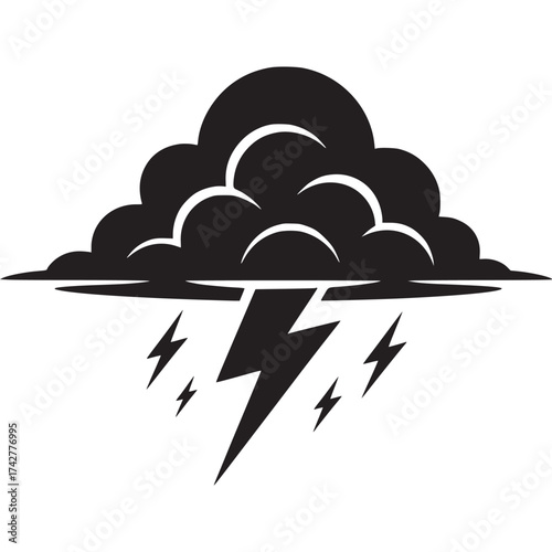 Fotografie Vector art of storm cloud with lightning bolt