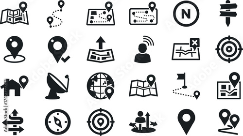 Location map gps navigation icons vector set concept design editable vector