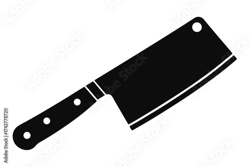 Black cleaver with white rivets represents a bold, minimalistic, yet modern kitchen utensil