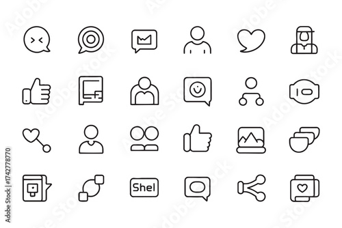 Social media icons set communication and user interface elements