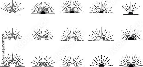 Sunburst vector design elements collection graphic assets editable vector