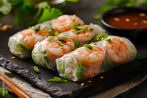 Vietnamese Fresh Spring Rolls with Prawns and Rice Vermicelli