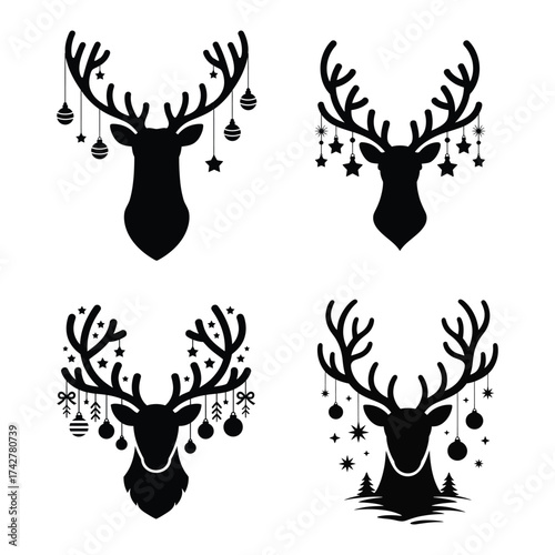 Christmas Vibes Reindeer Head Holiday Winter Celebration Illustration