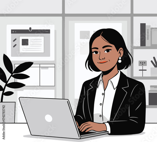 Professional Woman Working on Laptop