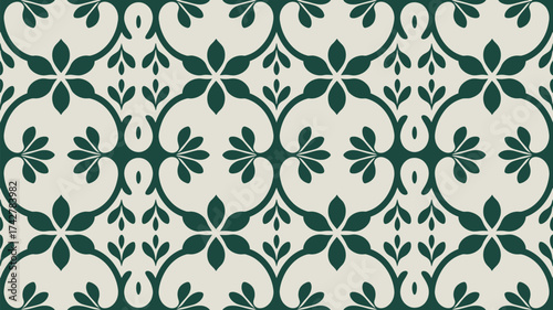 Elegant botanical pattern in dark green and beige for sophisticated designs and stylish backgrounds, evoking a sense of classic beauty and timeless charm
