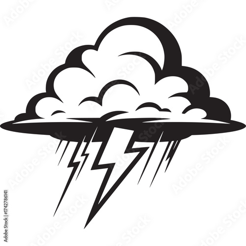 Quadro su tela Vector art of storm cloud with lightning