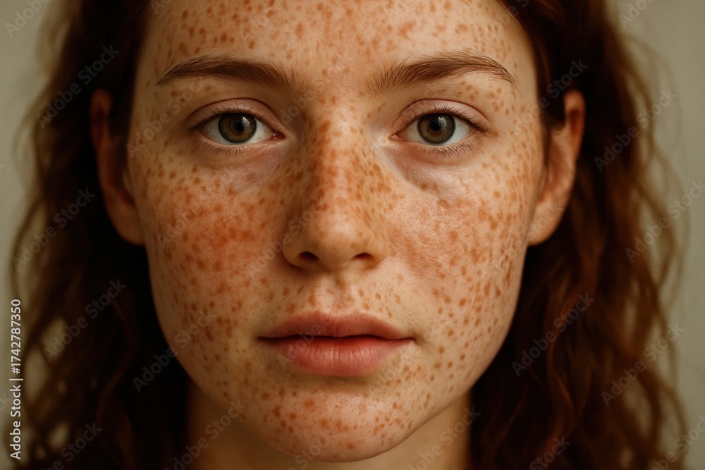 Fototapeta premium The Vivid Hues of a Skin with Freckles