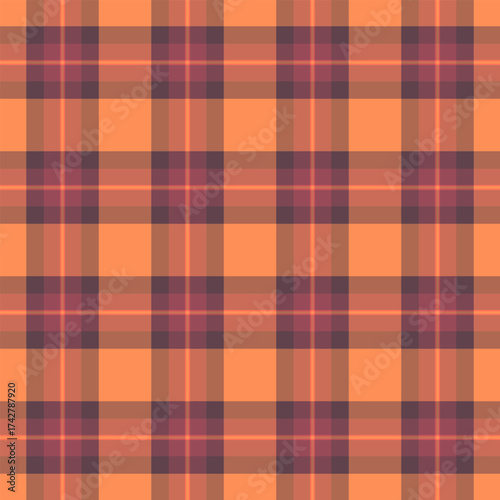 Mexico tartan plaid texture, volume check fabric vector. Magazine pattern seamless textile background in red and orange colors.