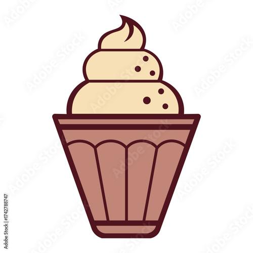 Delicious Chocolate Cupcake Vector Illustration