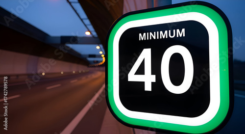Wallpaper Mural Traffic Sign Indicating Minimum Speed Limit Forty Kilometers On A Roadway At Dusk Torontodigital.ca