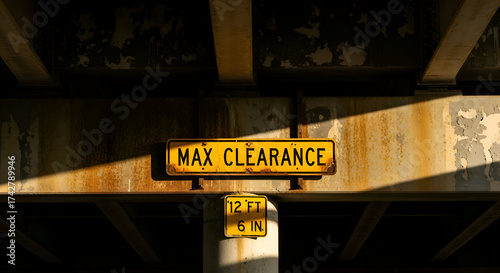 Wallpaper Mural Underpass Clearance Sign Illuminated by Sunlight and Showing Height Restrictions Torontodigital.ca