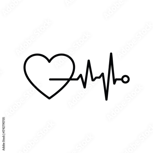 Minimalist heartbeat line art vector illustration scalable eps icon for medical and health themes vector