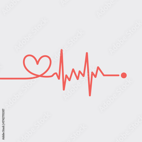 Minimalist heartbeat vector illustration medical ekg line scalable eps icon for health vector