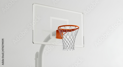 Minimal basketball hoop and backboard isolated on white, modern studio look.