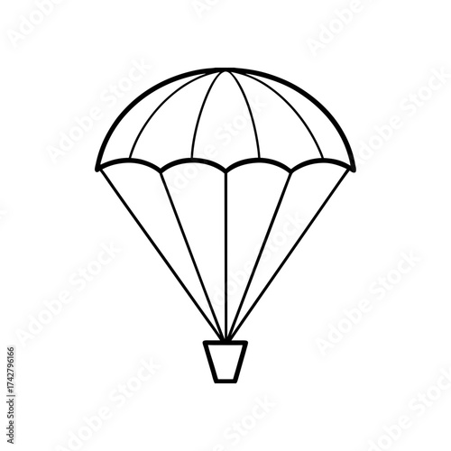 Simple line drawing of parachute on transparent background