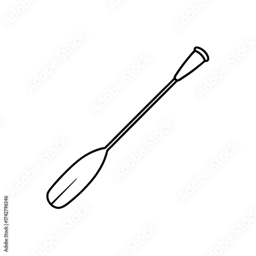 Simple outline drawing of a paddle on transparent background