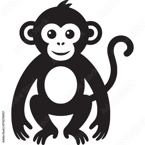 Photography Vector art of cute monkey silhouette