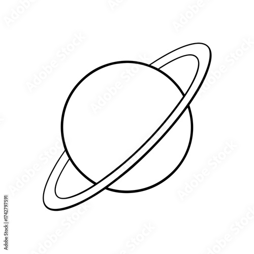 Simple line drawing of saturn with rings silhouette