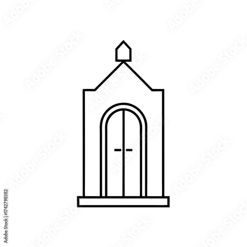 Simple line drawing of a chapel on transparent background