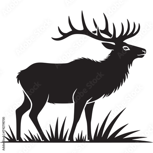 Vector art of black elk silhouette