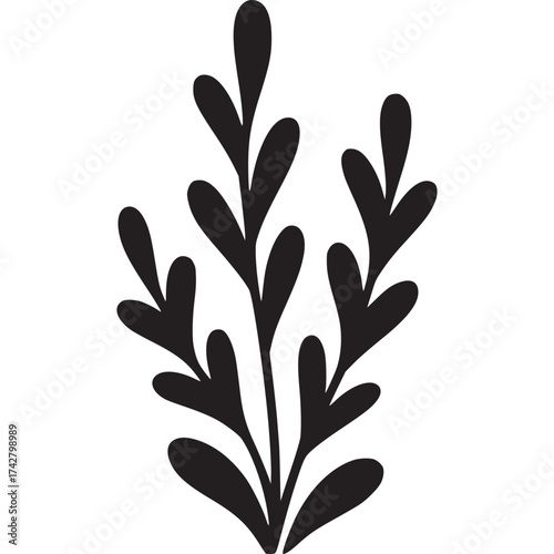 Vector art of black plant branch