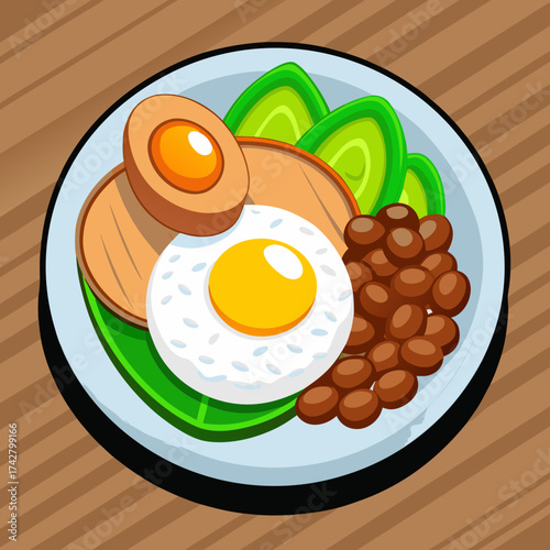 An Illustrative Plate of Nasi Lemak Malaysian Dish