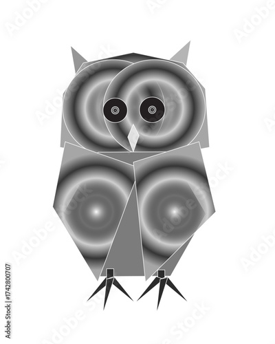 Grayscale Owl Posing with Wings Shut