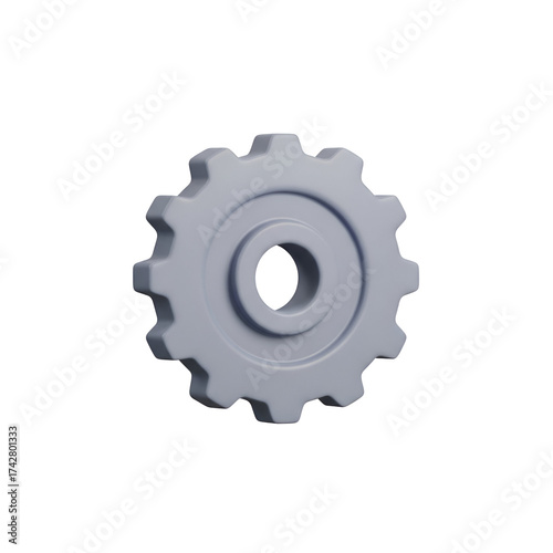 3d icon of a 3d rendering of a gray gear, isolated on transparent background