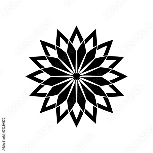 Black geometric floral like design on transparent background