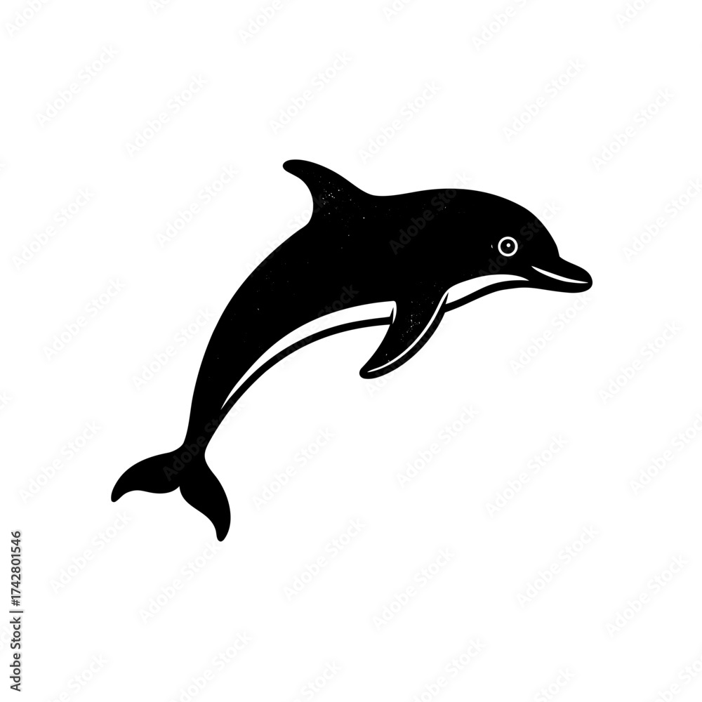 Fototapeta premium Silhouette of a jumping dolphin art on transparent background