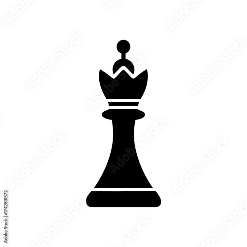 Isolated black queen chess piece on transparent background silhouette
