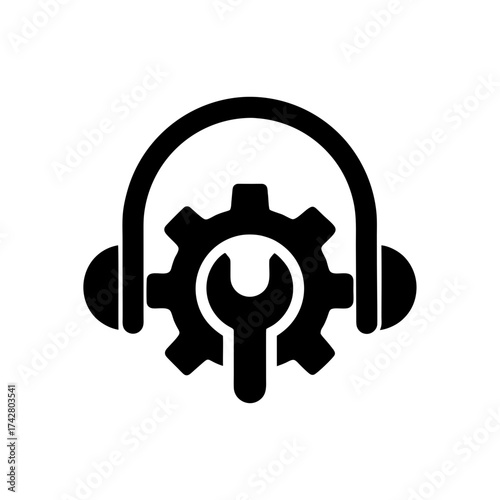 Support headset with gear icon