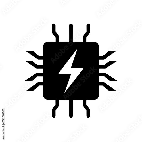 Black chip with lightning bolt