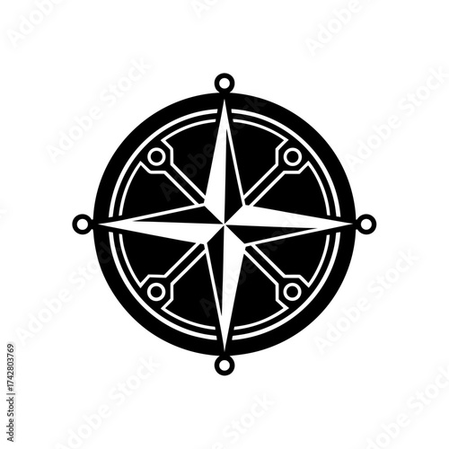 Black compass rose illustration