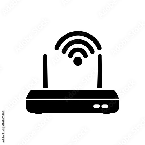 Black wireless router icon art