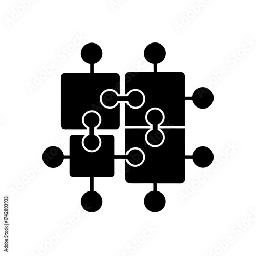 Four connected puzzle pieces