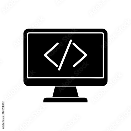 Computer screen with code icon