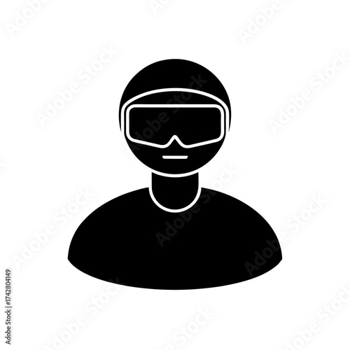 Person wearing helmet goggles
