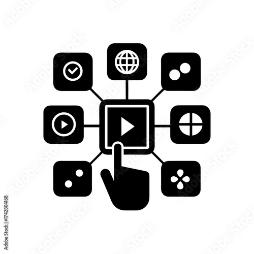 Hand touching media play button