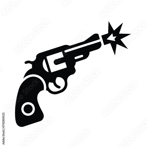 Minimalist black and white revolver icon vector graphic scalable eps illustration vector